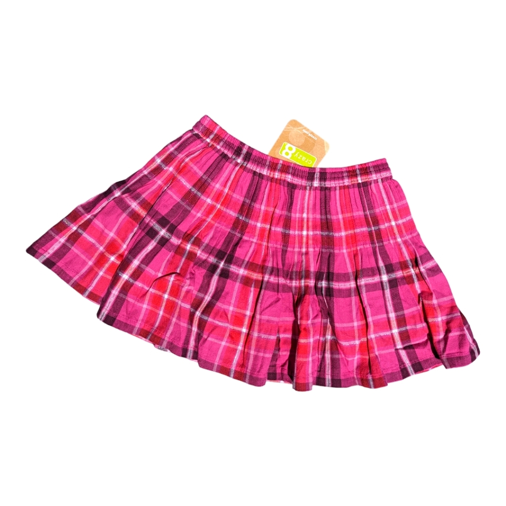 Crazy 8 Girls 2T Pink/Silver Plaid Pleated Skirt